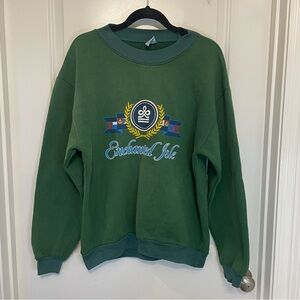 VTG USA Sun Triangle Enchanted Isle‎ Crewneck Pullover Sweatshirt- Green- L/XL